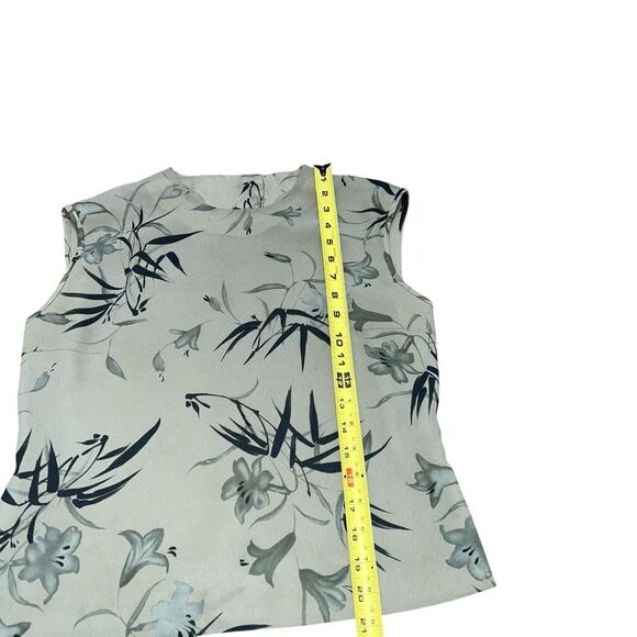 VINTAGE HARVÉ BENARD Green Floral Lined Tank Top Blouse Size 4 - Picture 7 of 7